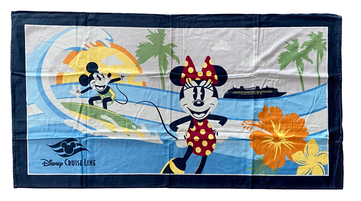 Disney Cruise Line Minnie & Mickey Surfing Beach Pool Towel 60in x