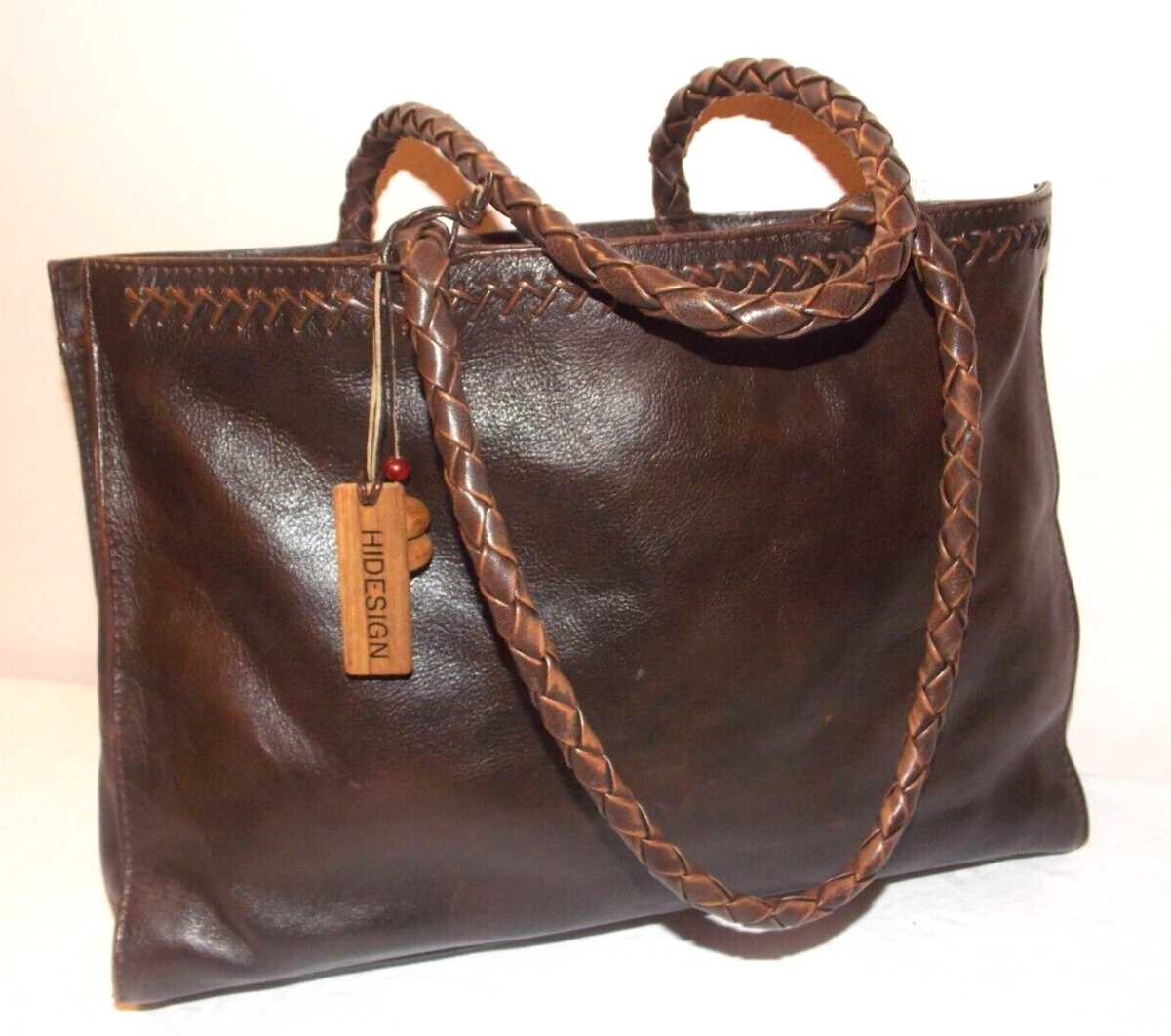 HIDESIGN BY RADLEY TOTE SHOULDER BAG/GENUINE LEATHER/DARK BROWN/POCKETS
