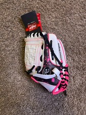 Rawlings Girls Splatter Paint Pink Black T-Ball 9" Glove RHT NWT