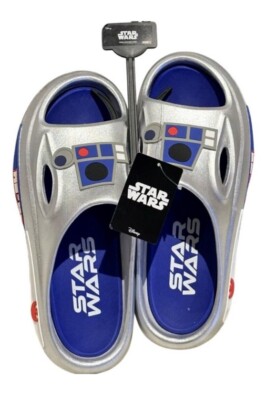 Star Wars Novelty Sport Disney R2 D2 Slides Silver Sandal Mens Size 7 NEW