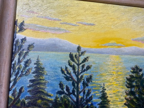 Vintage Al Munter "Sunset At Lake Tahoe, California" Oil Painting -Signed/Framed - Picture 8 of 18