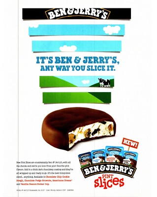 PTP88 ADVERT 11X8'' BEN & JERRY'S PINT SLICES ICE CREAM