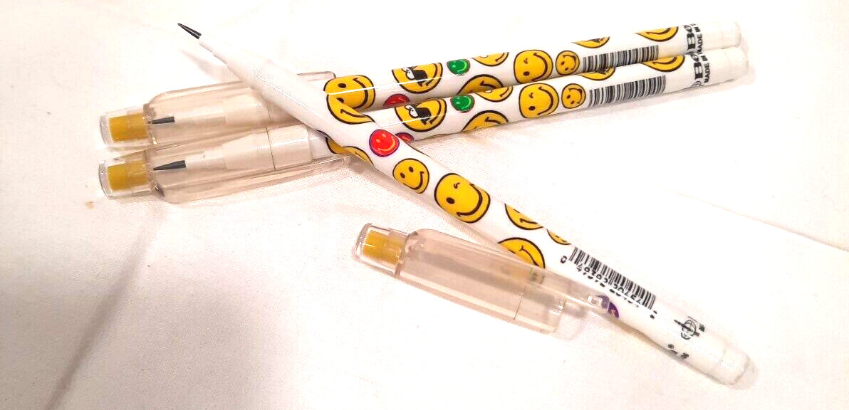Lot 3 Retro Vintage 80's BENSIA non sharpening pencils SMILE FACE Taiwan, NOS