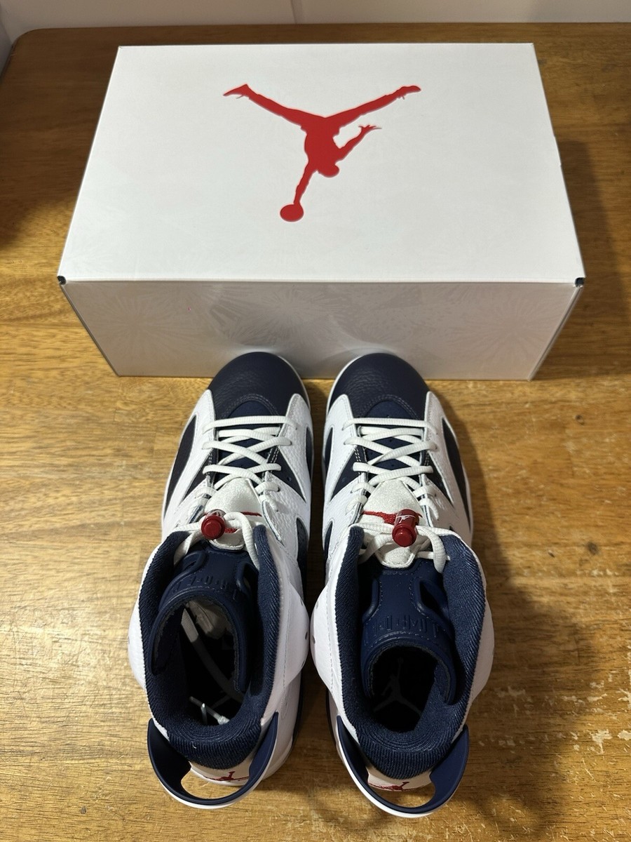 Men size 7-13 Nike Air Jordan 6 Retro Shoe Olympic White Navy