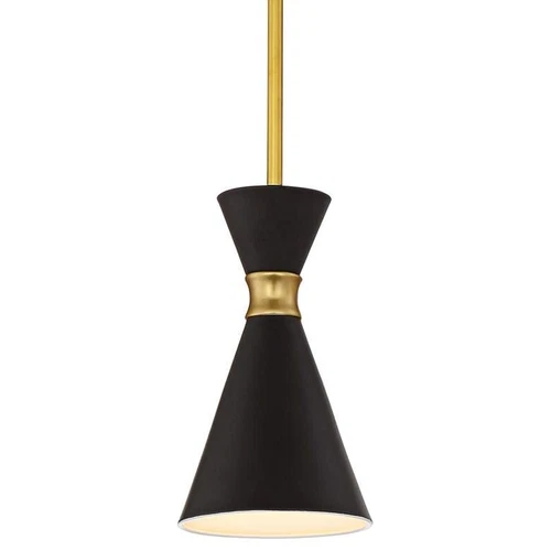 George Kovacs Conic Honey Gold & Black Modern Mini Pendant Light - Picture 1 of 9