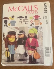 McCall's Crafts MP325 Pattern 18" Doll Clothes Hats Boots Bags Tights Belt UNCUT