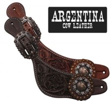 SPUR STRAPS donna taglia FLOREALE showman Argentina pelle di mucca BARREL RACER concho