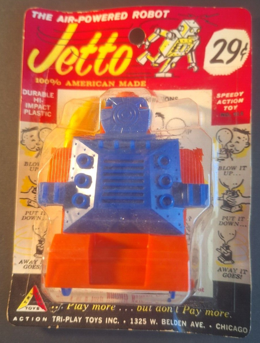 JETTO Air Powered ROBOT TOY Vintage 1960's MOC Action Tri-Play Toys Chicago IL