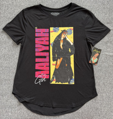 Aaliyah Shirt Large NWT Black Graphic Portrait Tee C-Life Soft 18x25.5