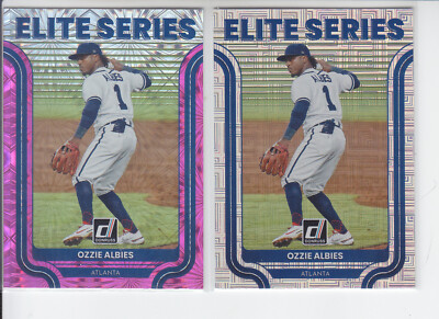 (2) 2022 Donruss Ozzie Albies Elite Series Pink Fireworks + Vector Braves ES-12