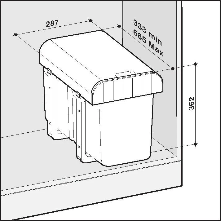 Victory Auszug Einbau-Abfallsammler 1 für Drehtüren Abfallsammler schwarz - Bild 2 von 4