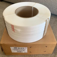 White Machine Grade Polypropylene Strapping, 1/2" W x 7200' L, 8" x 8" Core