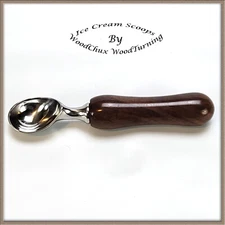 Handmade Wood Ice Cream Scoop or Pizza Cutter Wooden Heavy Stainless Steel Many