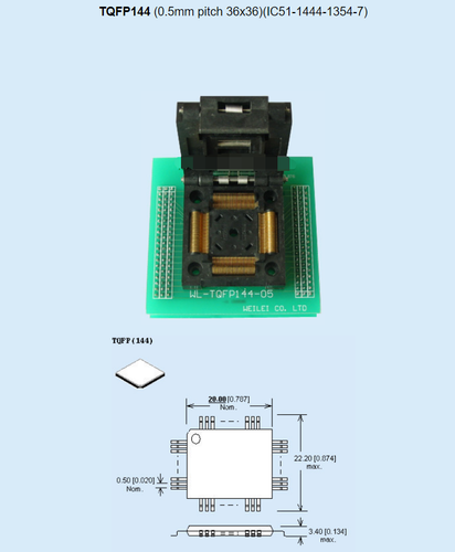 WL-TQFP208-E116 0.5mm Pitch 52x52 Socket Adapter For Wellon Programmer - 第 1/1 張圖片