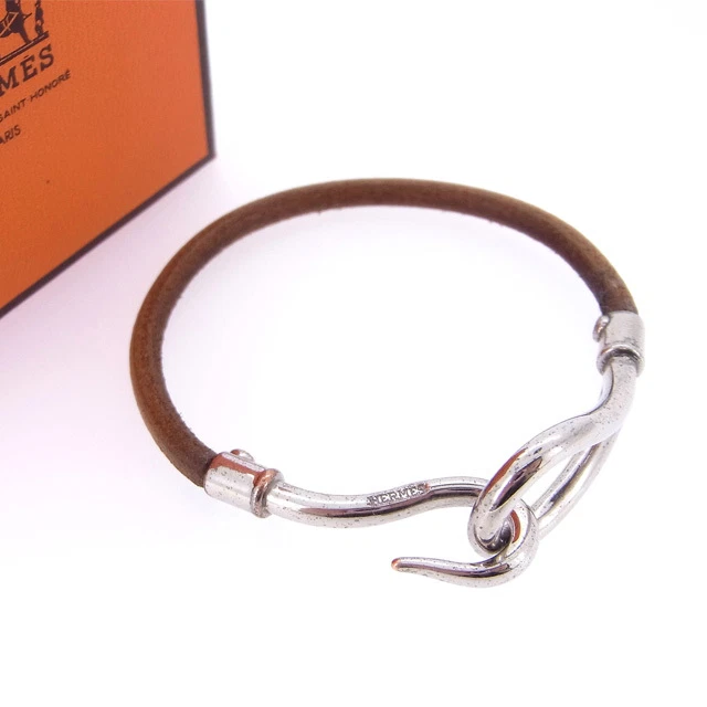 HERMÈS Bracciale Hermes Bracciale Marrone Argento Donna Autentico Usat