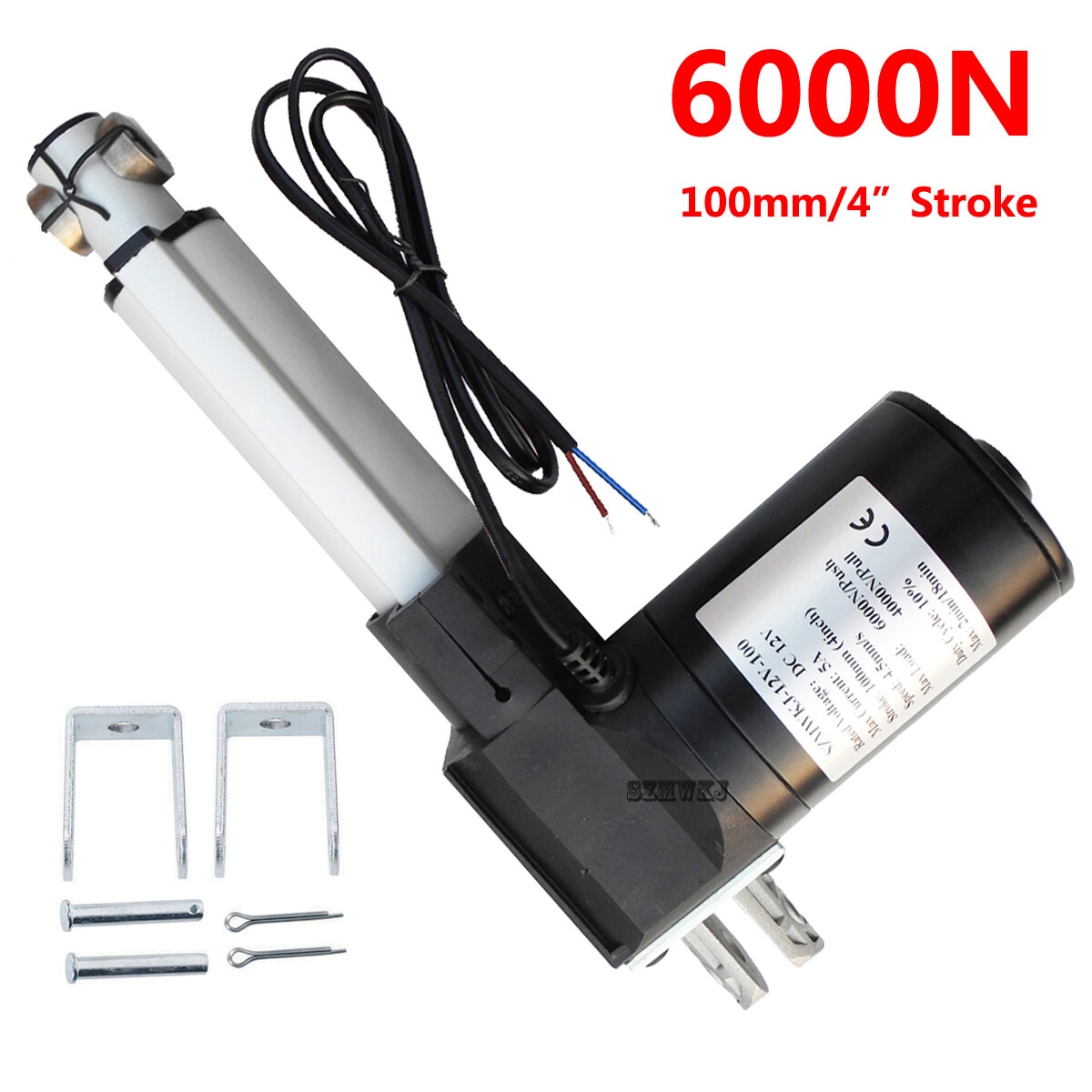 12V Linear Actuator 6000N 1320lb Max Lift Heavy Duty Putter Motor W/ Brackets DO