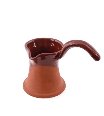 Clay Turkish Coffee Pot, Earthenware Cezve, Kitchen Utensils.8 Oz Capacity.