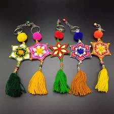 Souvenirs Keychain Mini Flags Gift Decor Thai Handmade Yarn Thung Set of 5