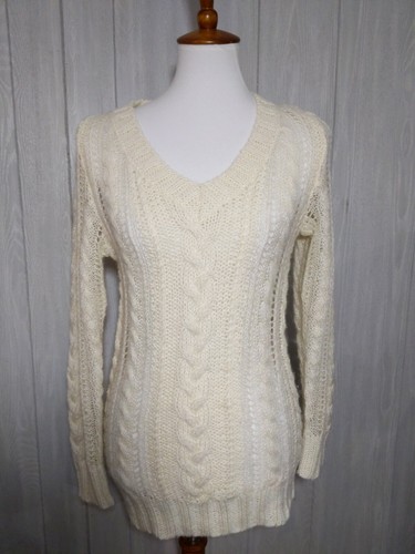 Cable Knit Sweater Women's Size Small No-l-ita Ivory Italian Wool and Mohair - 第 1/6 張圖片
