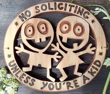 Funny no soliciting door sign No solicitation warning plaque No solicit go away