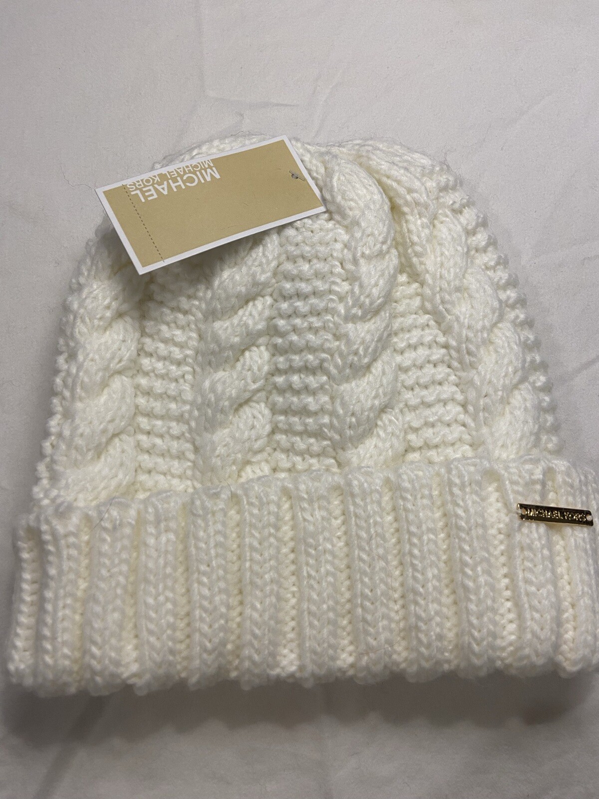 cream cable knit bobble hat