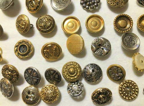 Mixed Lot 185 Vintage Metal Buttons 8mm - 38mm Sew-thru Shank Some Pairs 10995 - Picture 8 of 10