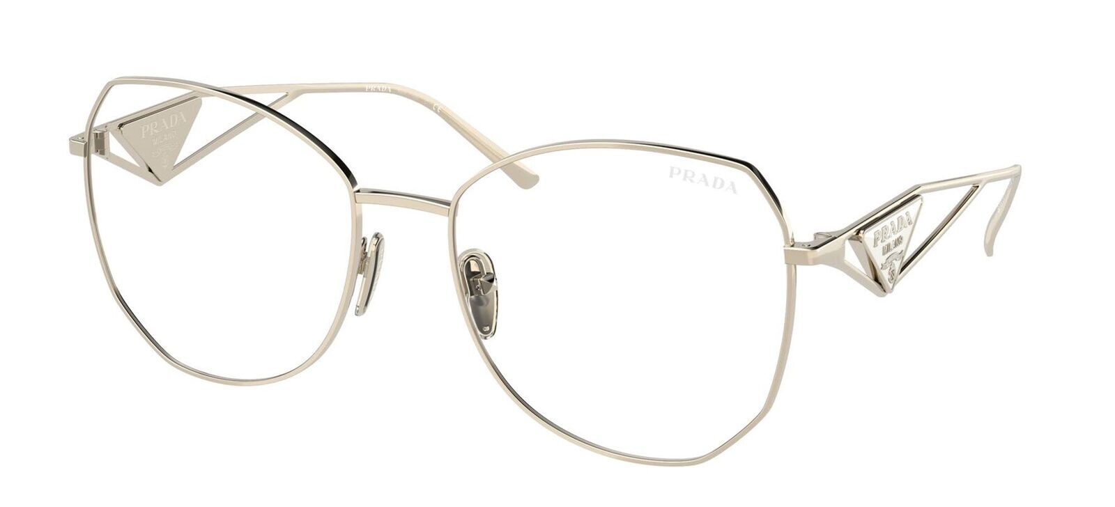Prada PR 57YS ZVN08N Women's Irregular Gold Clear Sunglasses
