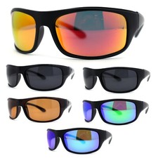 Polarized Mens Biker Style Wrap Around Rectangular Sport Sunglasses