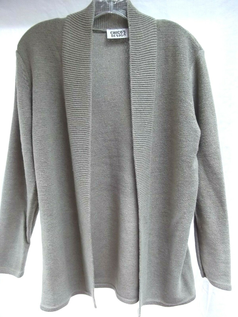 Chicos Design Sweater open tunic shawl cardigan sz 12 Celery fern green  MINT