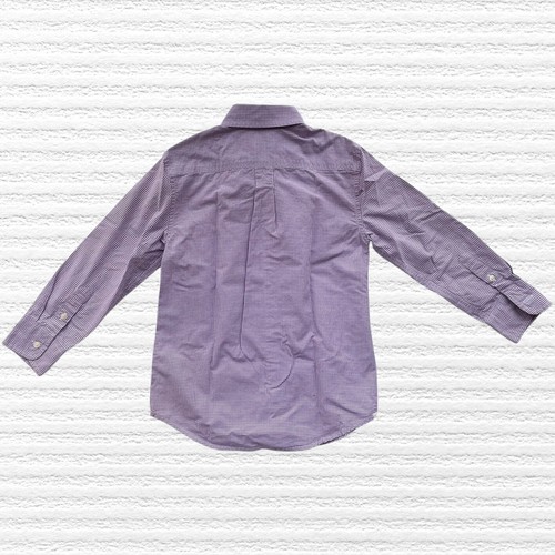 Crewcuts J Crew Boys Micro Check Button-up Shirt Purple White Long Sleeve Sz 4-5 - Picture 2 of 11