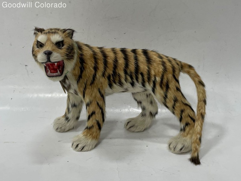 Furry Animal Tiger Striped Plush Figurine IN055 Made In China Collectible