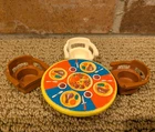Vintage Fisher Price Little People Yellow Castle Kitchen Dining Table + 3 Chairs