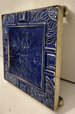 Antique Doulton Lambeth London Fire Surround Tile with Brass Stand 15cm² Display