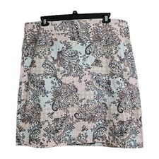 Talbots Skirt Women 18W Paisley Floral Cotton Blend Pencil Knee Length Preppy