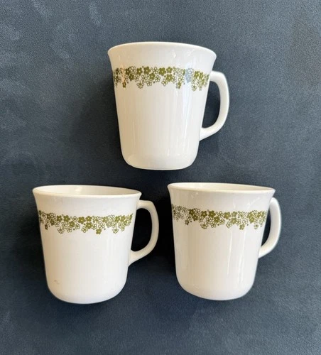 SET OF 3 Vintage Corning Corelle 1970s Spring Blossom Crazy Daisy Coffee Mugs