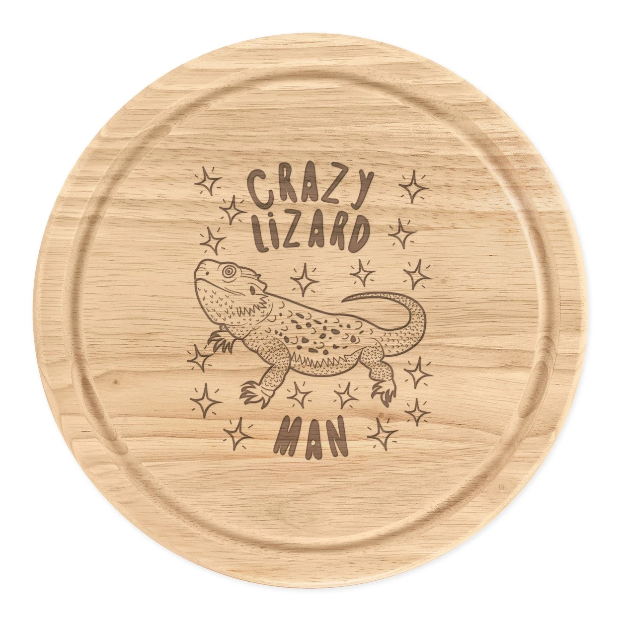 Crazy Lizard Man Stars Round Chopping Cheese Board Funny