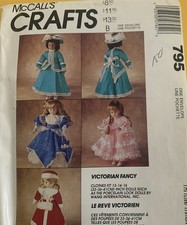 McCall's Crafts Doll Clothing Sewing Pattern 6282 Victorian Fancy 13-14-16" Doll