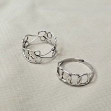 925 Sterling Silver Handmade Rings Set of 2 Size 7- 1.09g Size 6.5 - 1.09 g