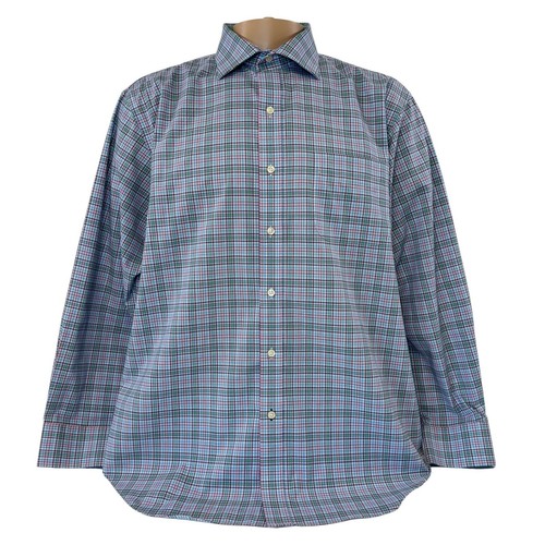 Camisa de vestir Ralph Lauren para hombre 17,5 34/35 a cuadros calce clásico elástica sin hierro - Imagen 2 de 10