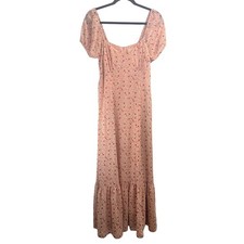 Urban Outfitters Women's Peach Floral Puff Sleeve Tiered Maxi Dress Sz M Boho