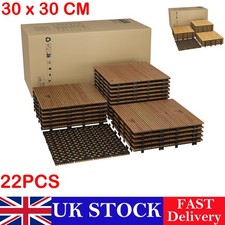 22PCS Interlocking Deck Tiles, 30x30cm Acacia Wood Flooring for Outdoor & Indoor