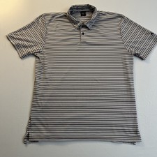 Oakley Men's Hydrolix Performance Polo Sport Golf Shirt Size Large Grey Striped