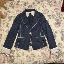 Women's Blue Blazer Extra Small Pin Stripe One Button