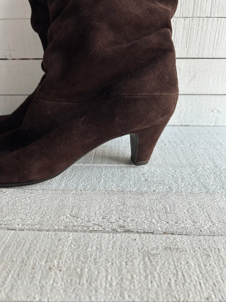 Аэрозоли 7,5 коричневый замшевый сутулиться ботинки котенок каблук богемное винтажный Y2K классический - Изображение 4 из 4