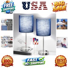 Set of 2 Touch Control Table Lamps with 2 USB AC Outlet, 3-Way Dimmable Bed...