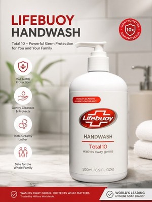 Lifebuoy Total 10 Hand Wash Soap, (5 Pack) 500ml FREE SHIPPING!!