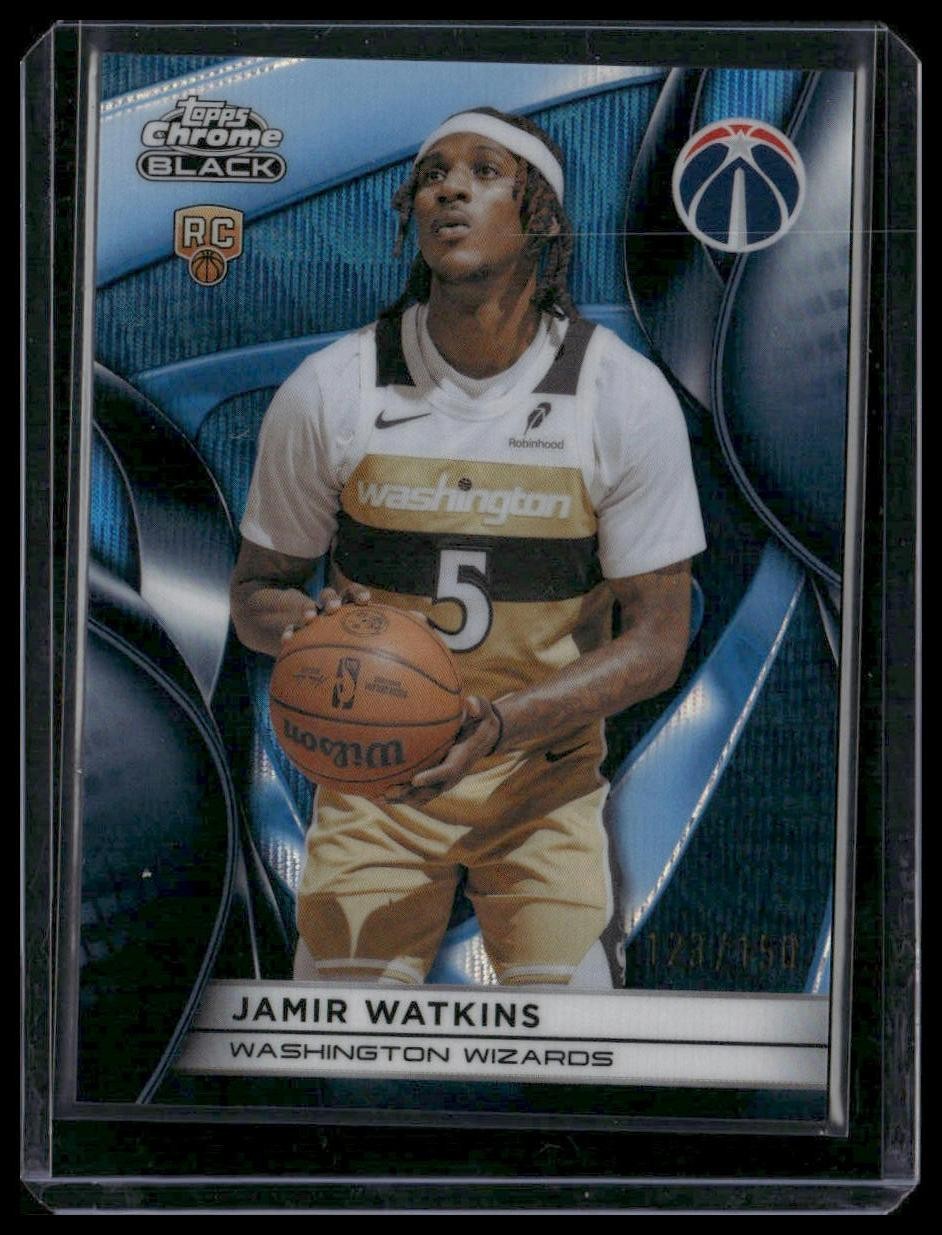 2025-26 Topps Chrome Black #143 Jamir Watkins Blue Wave Refractor #/150