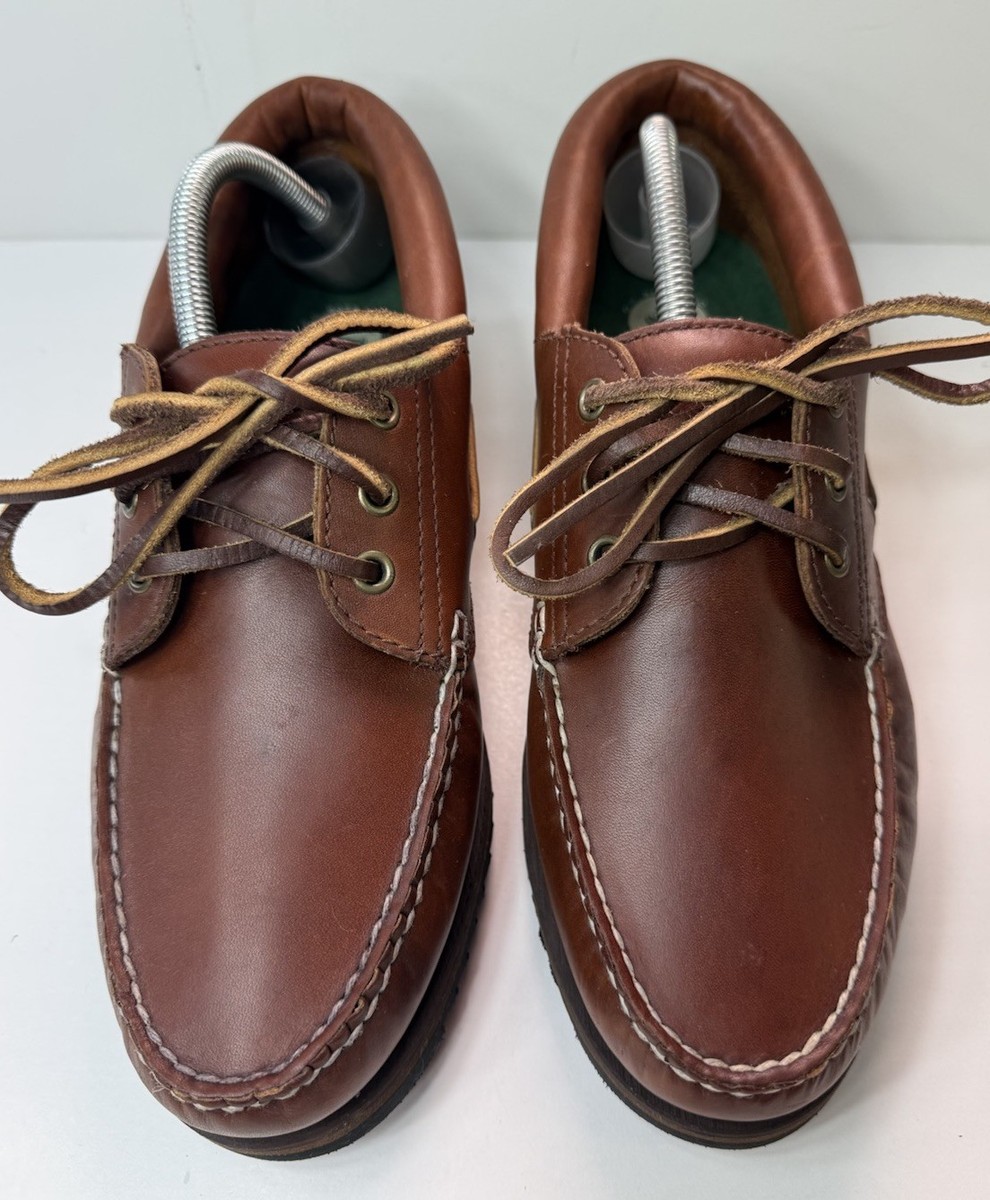 GH Bass Camp Moc Boat Shoes Mens Size 9.5W Brown Leather Vibram