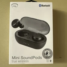 iHip Mini SoundPods Black True Wireless Bluetooth 2-3 Hour Battery Headphones