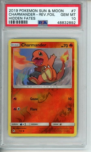 2019 Pokemon Sun & Moon Hidden Fates Charmander Reverse Foil #7 PSA 10 Gem